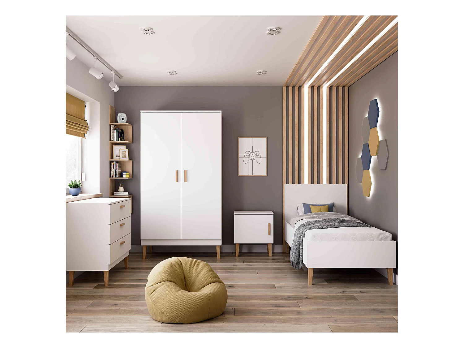 Kocot Kids Kubi Commode met 3 laden - Wit