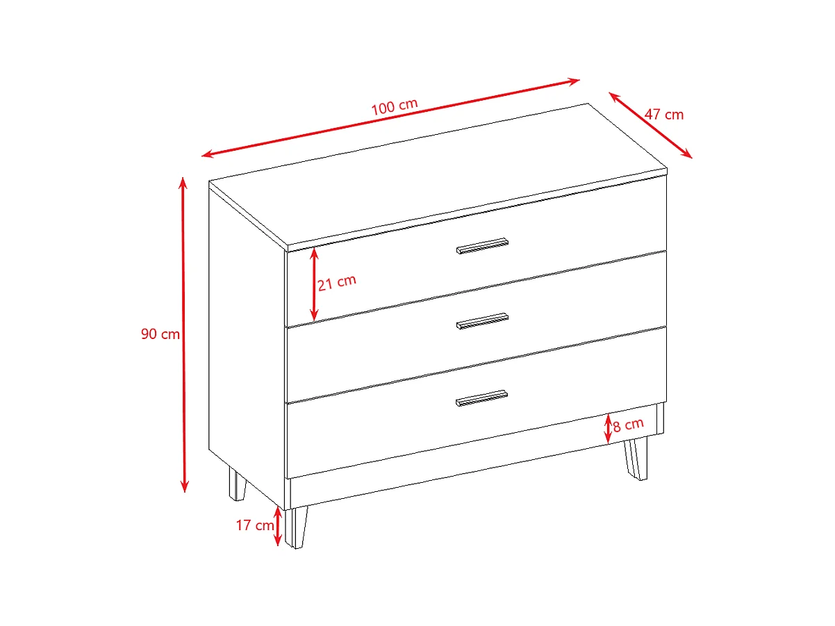 Kocot Kids Kubi Commode met 3 laden - Wit