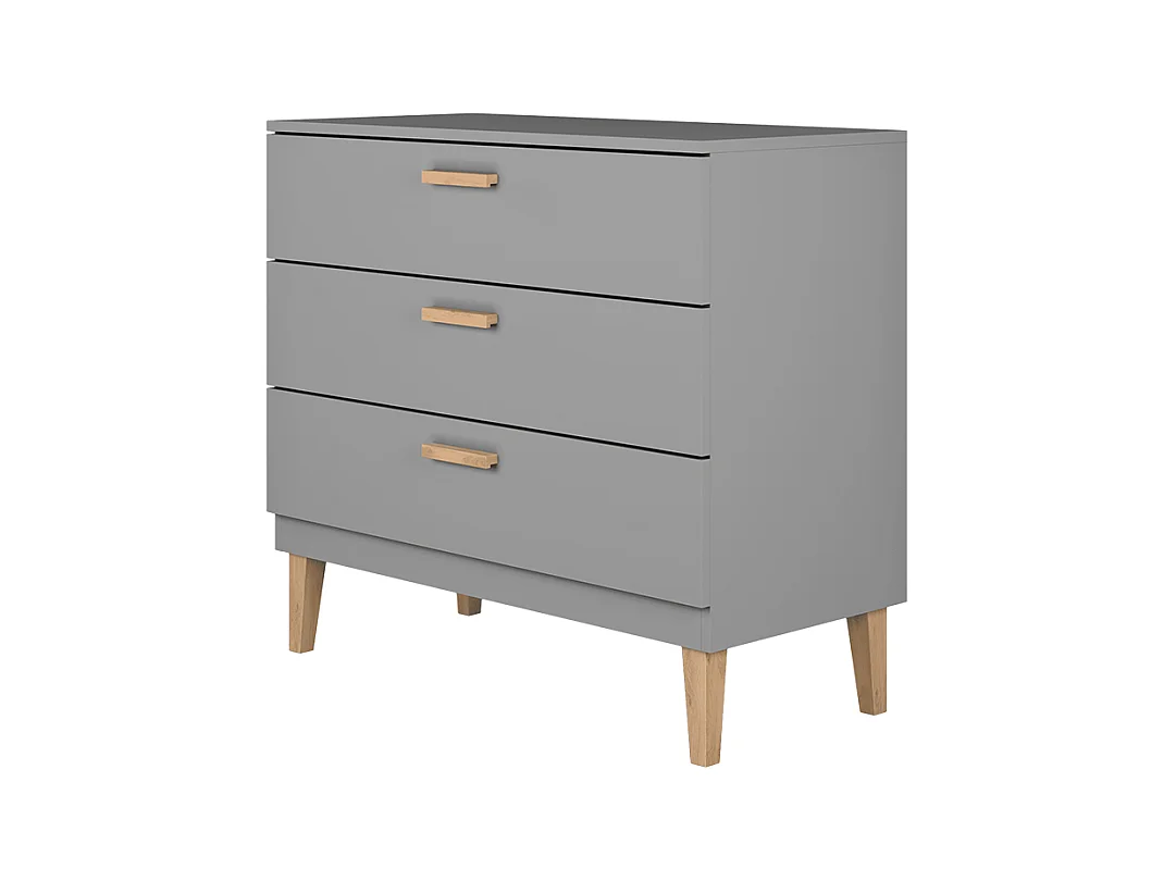 Commode 3 tiroirs Kubi - Gris