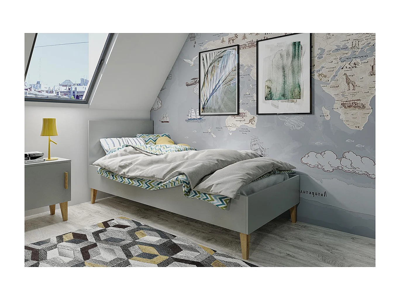 Lit enfant 80x180 Kubi - Gris