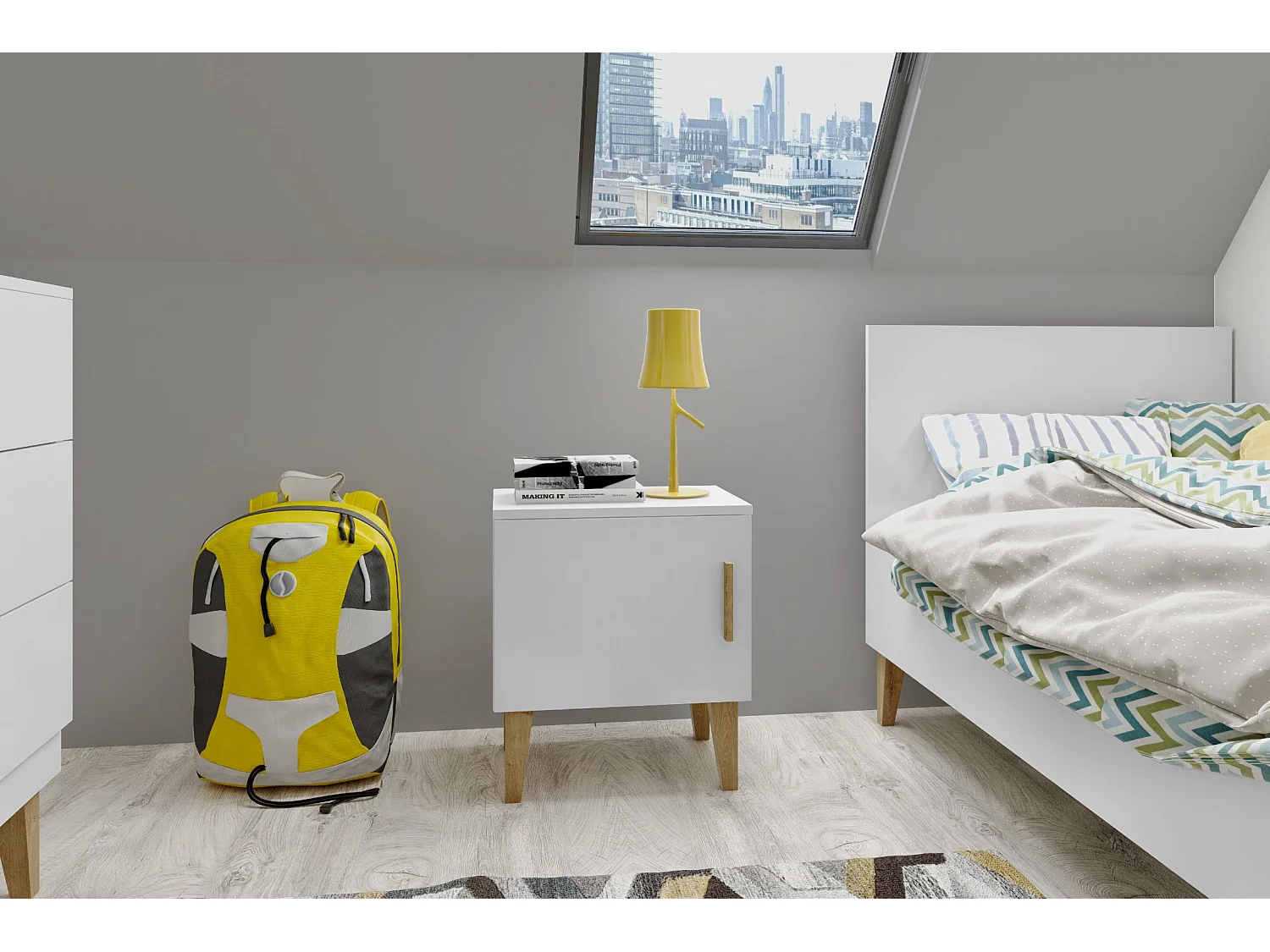 Stolik nocny dla dzieci Kubi - biały