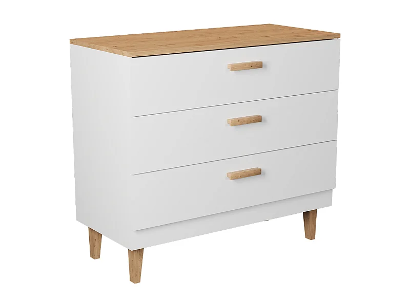 Cómoda Denver com 3 gavetas - Branco