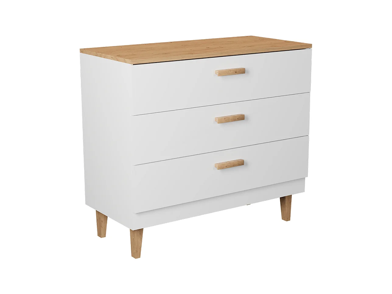 Commode 3 tiroirs Denver - Blanc