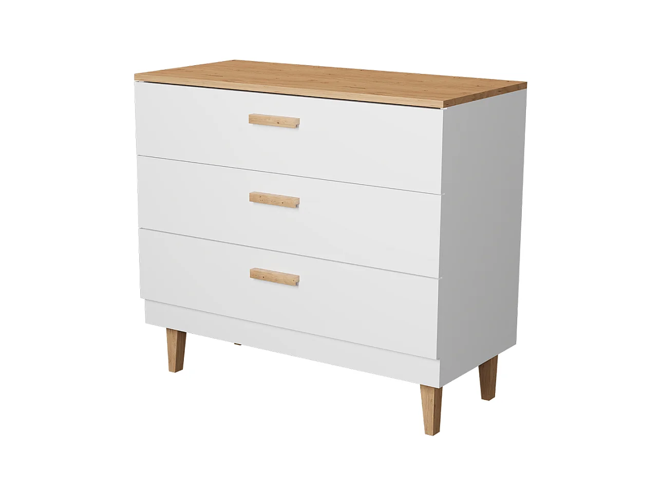 Commode 3 tiroirs Denver - Blanc