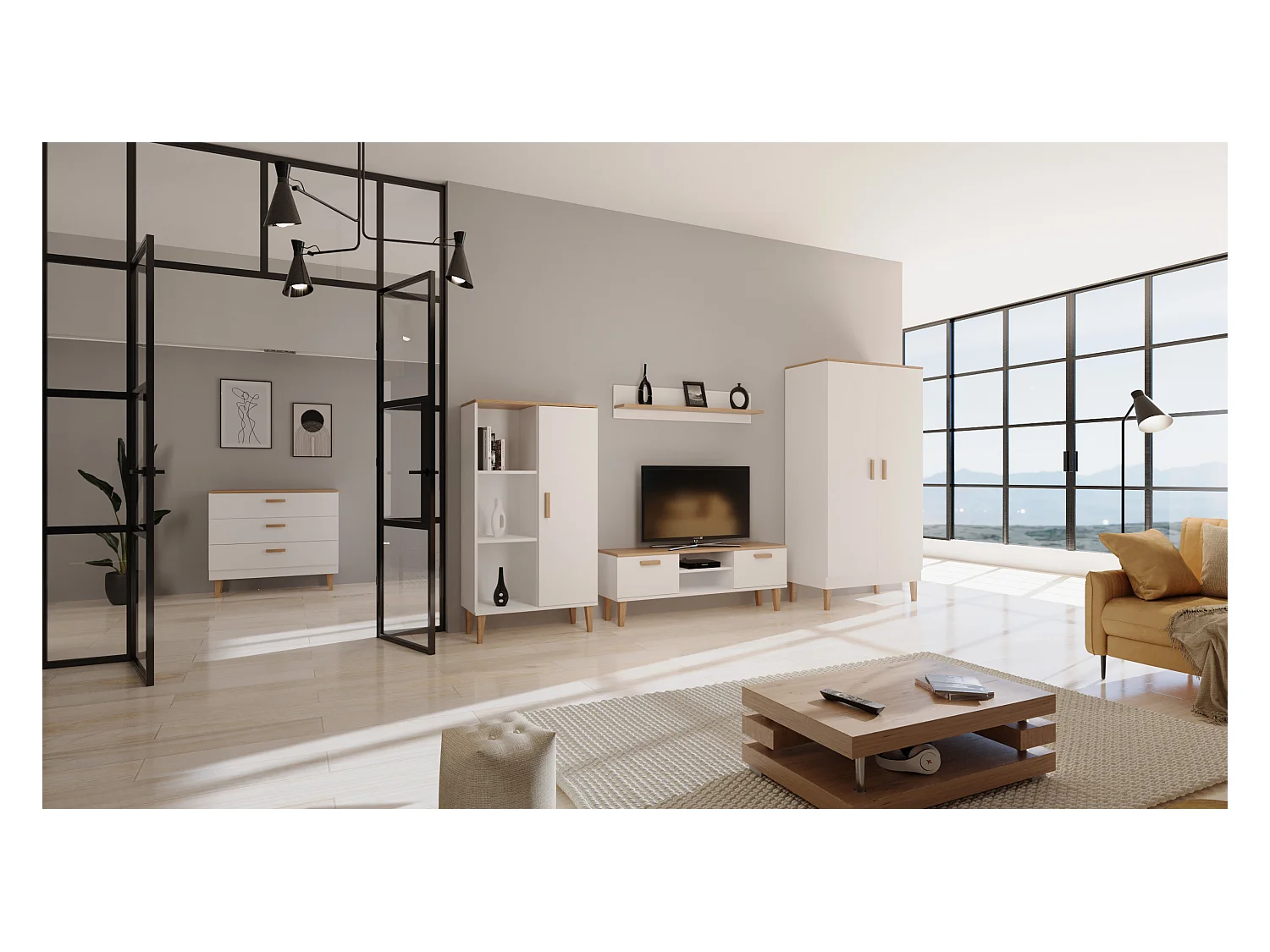 Commode 3 tiroirs Denver - Blanc