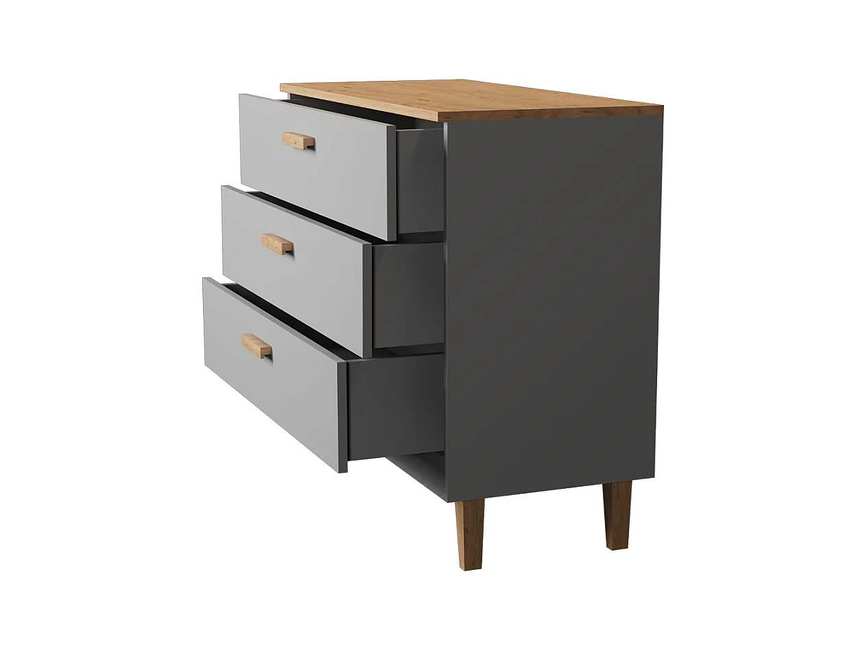 Kommode mit 3 Schubladen Denver - Grau