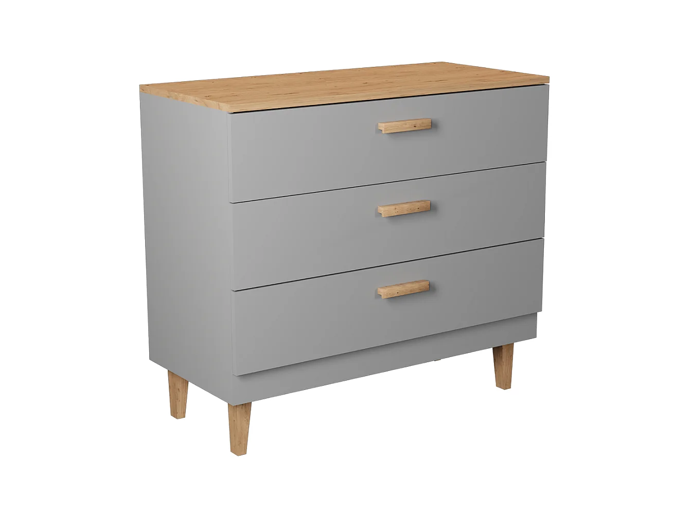 Commode 3 tiroirs Denver - Gris