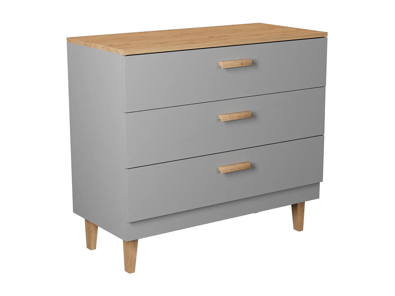 Commode 3 tiroirs Denver - Gris