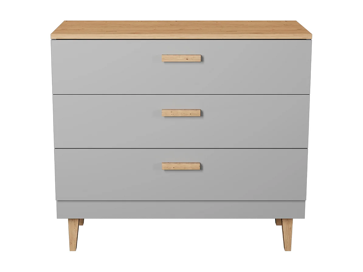Commode 3 tiroirs Denver - Gris