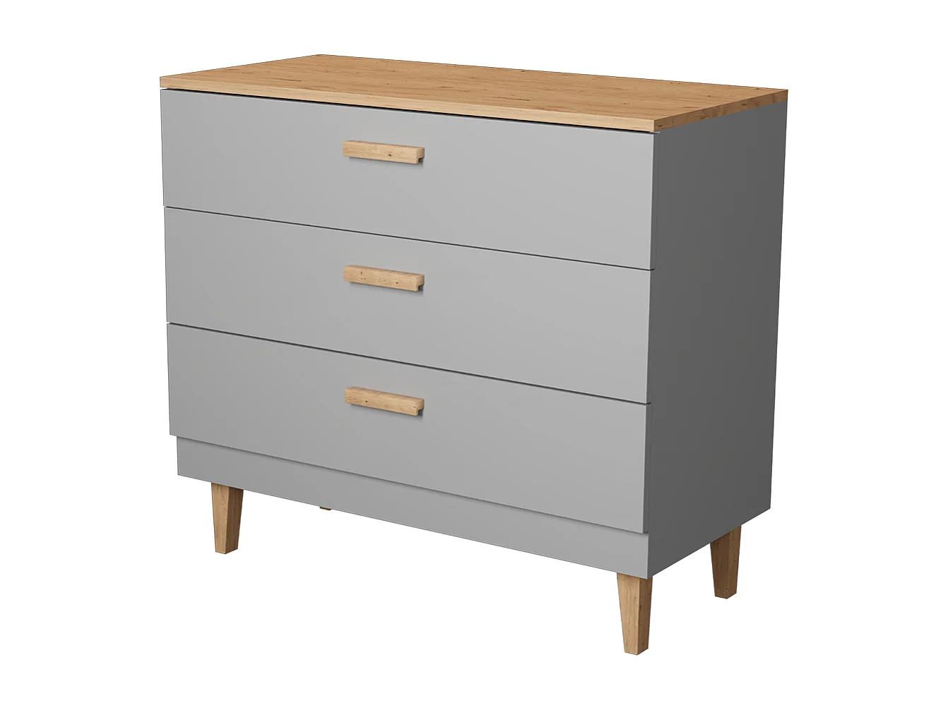Commode 3 tiroirs Denver - Gris