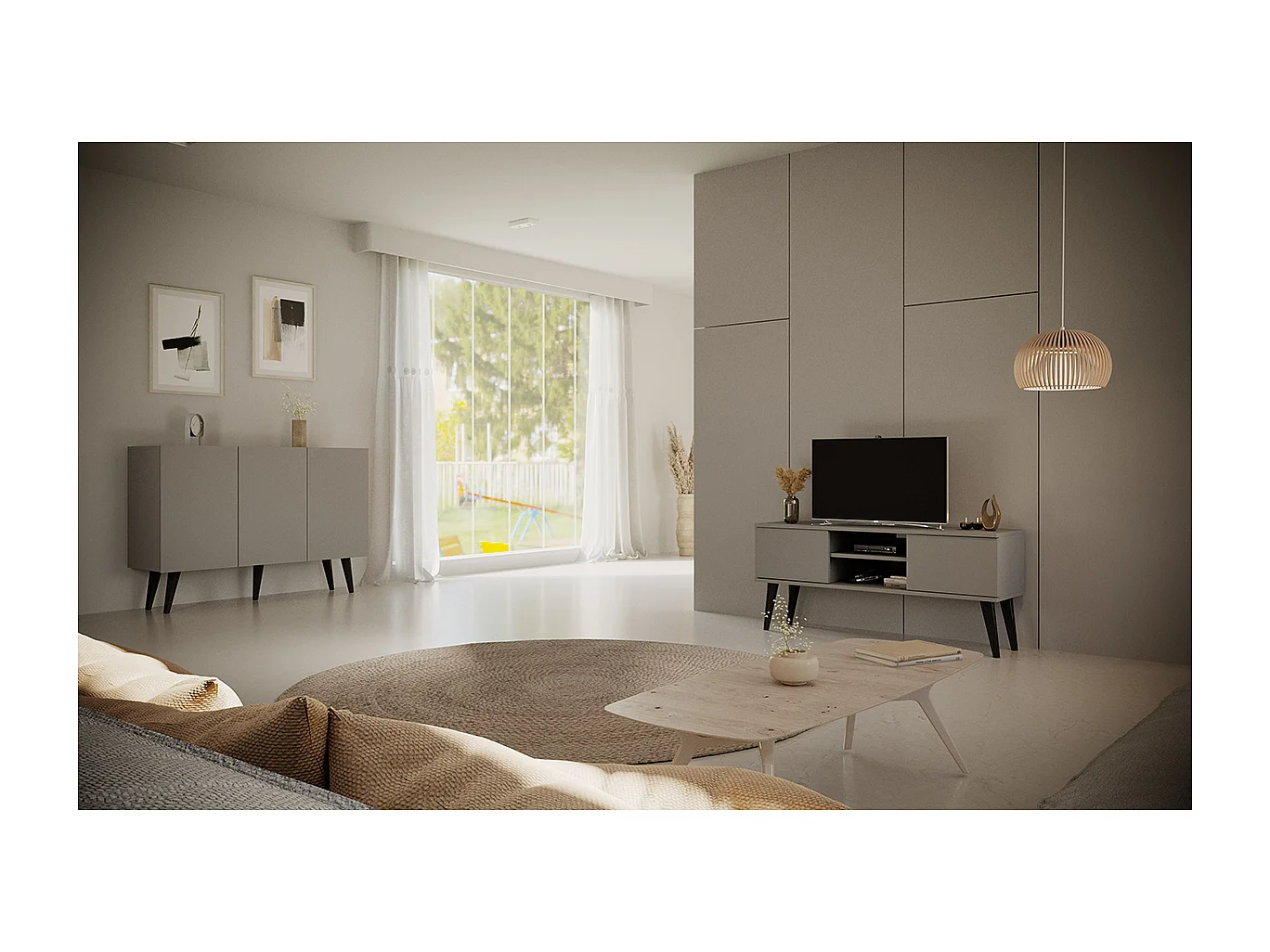 Meuble TV 120 cm Toronto - Gris