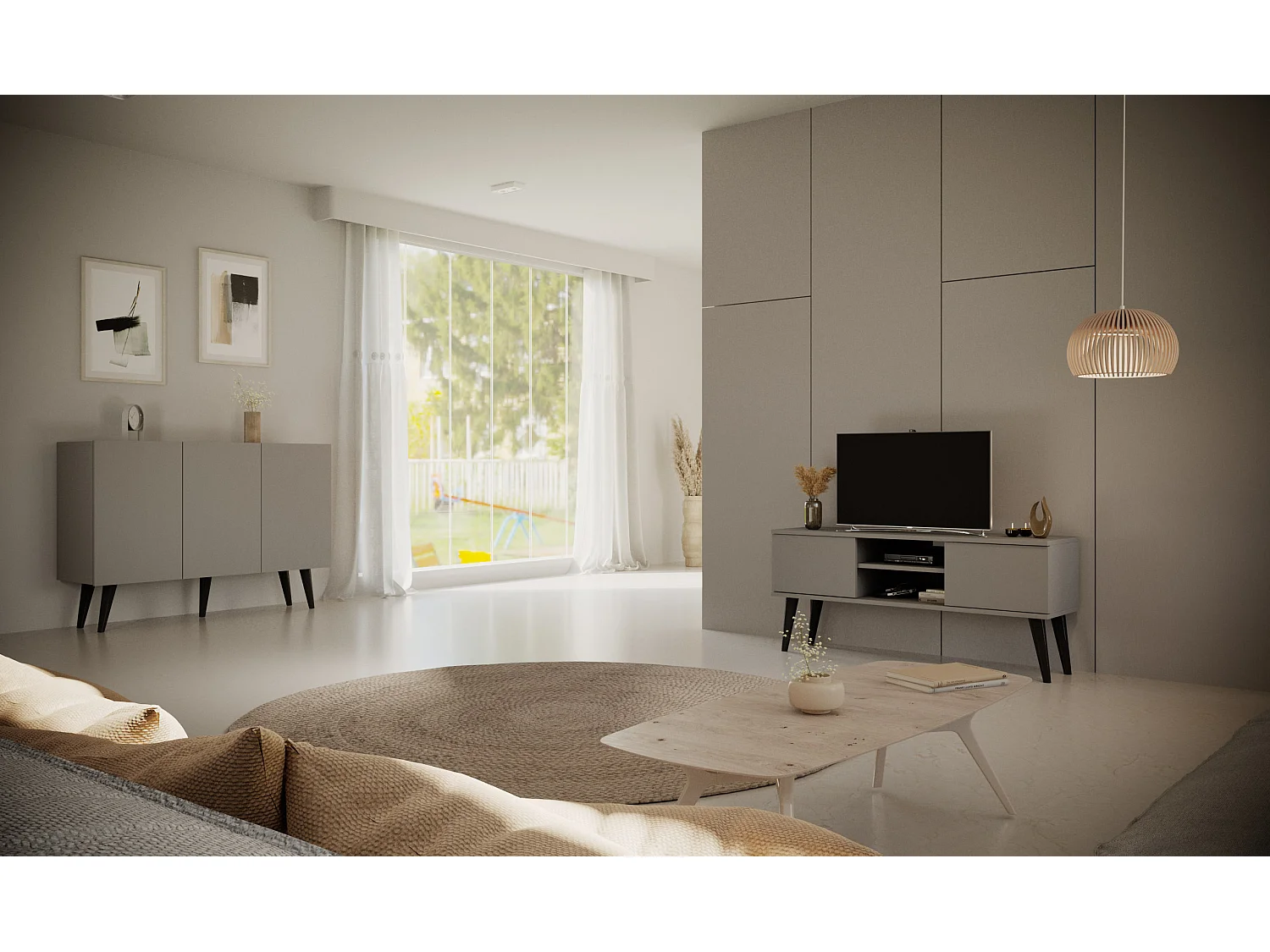 Meuble TV 120 cm Toronto - Gris