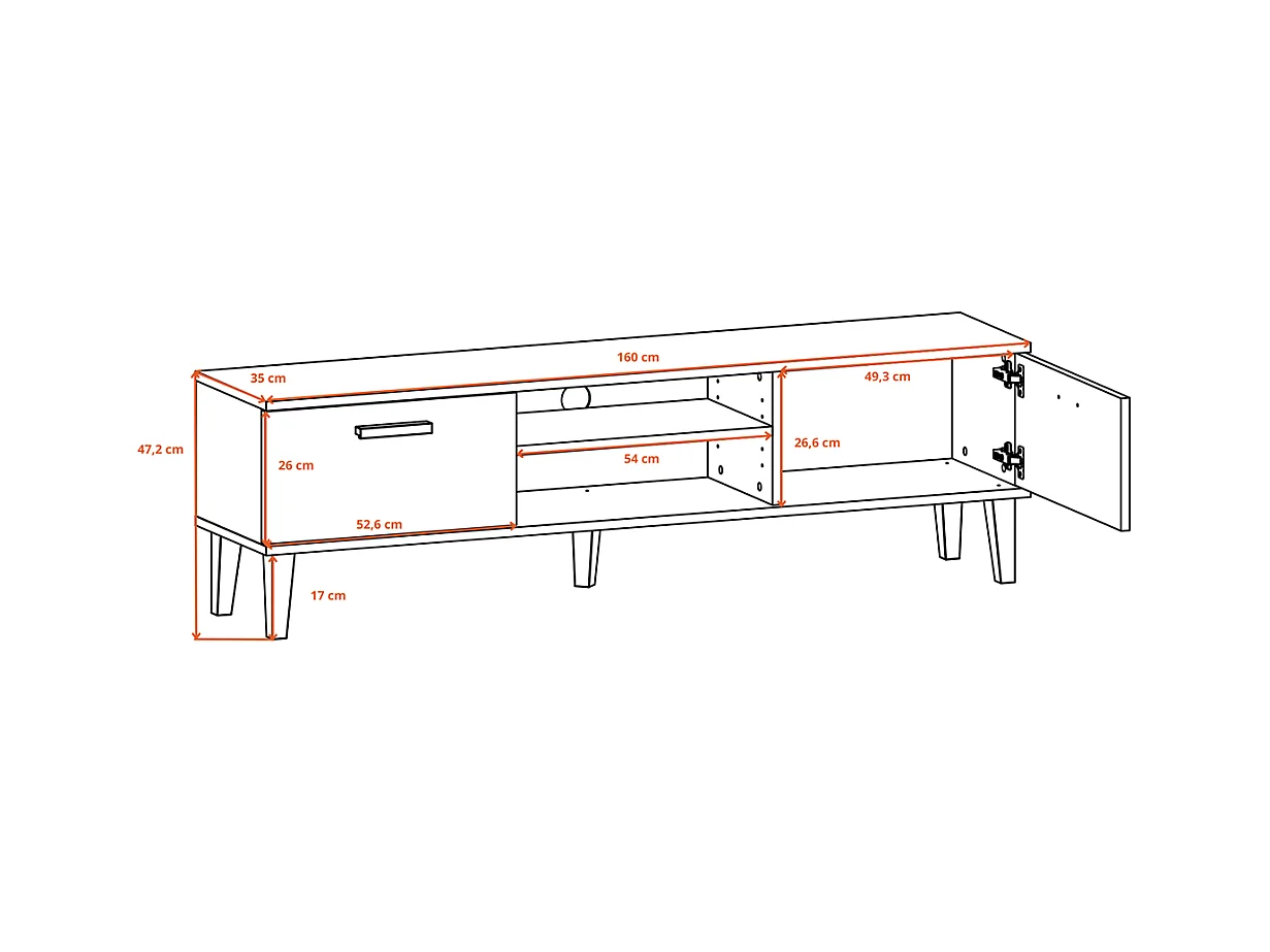 Szafka RTV DENVER 160 szara/hikora