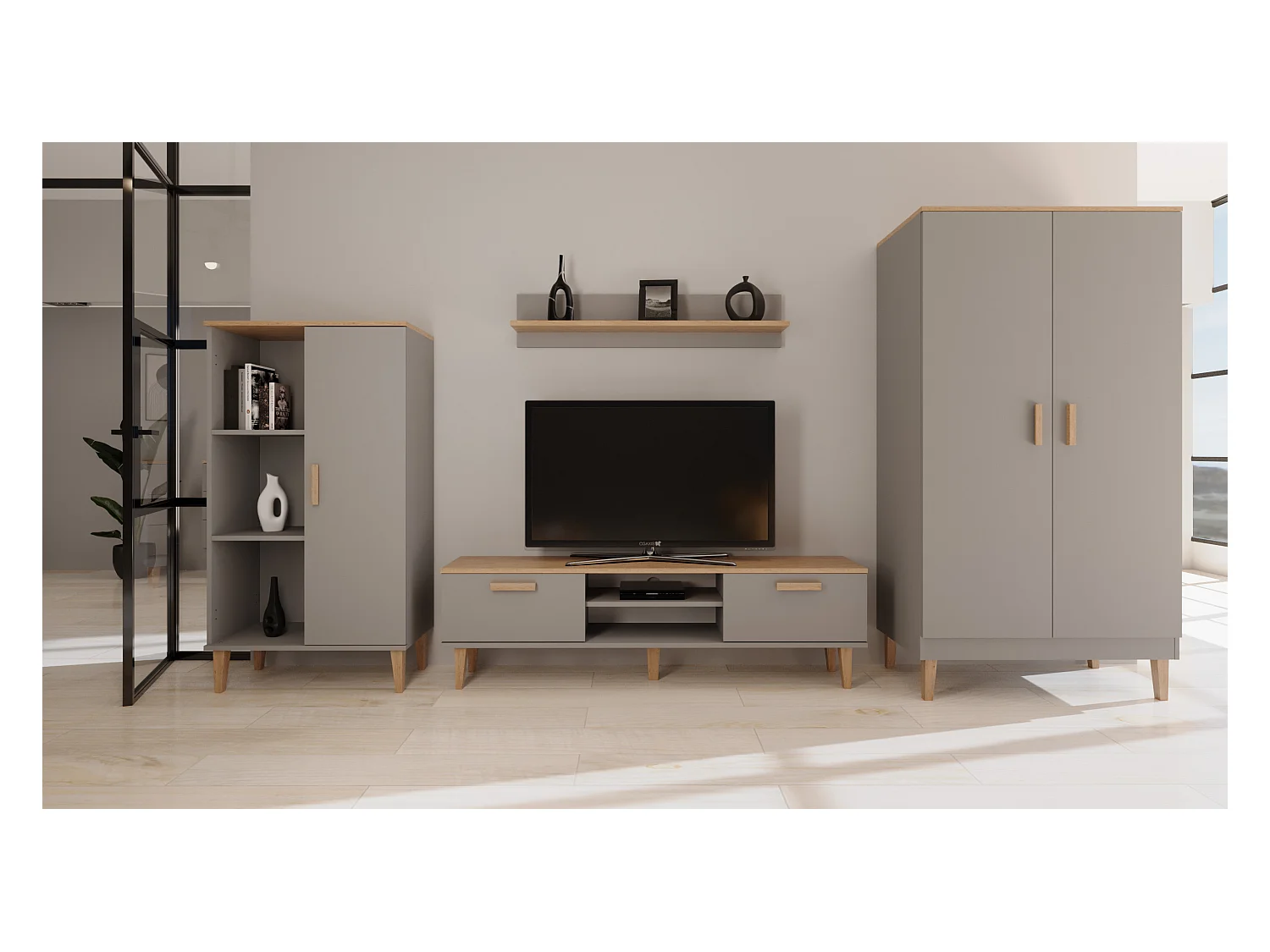 Szafka RTV DENVER 160 szara/hikora