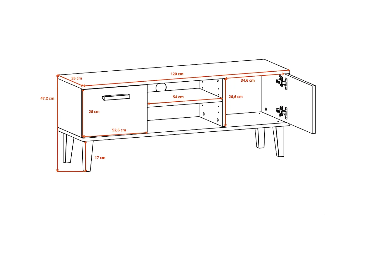 TV-Möbel 120 cm Denver - Weiß