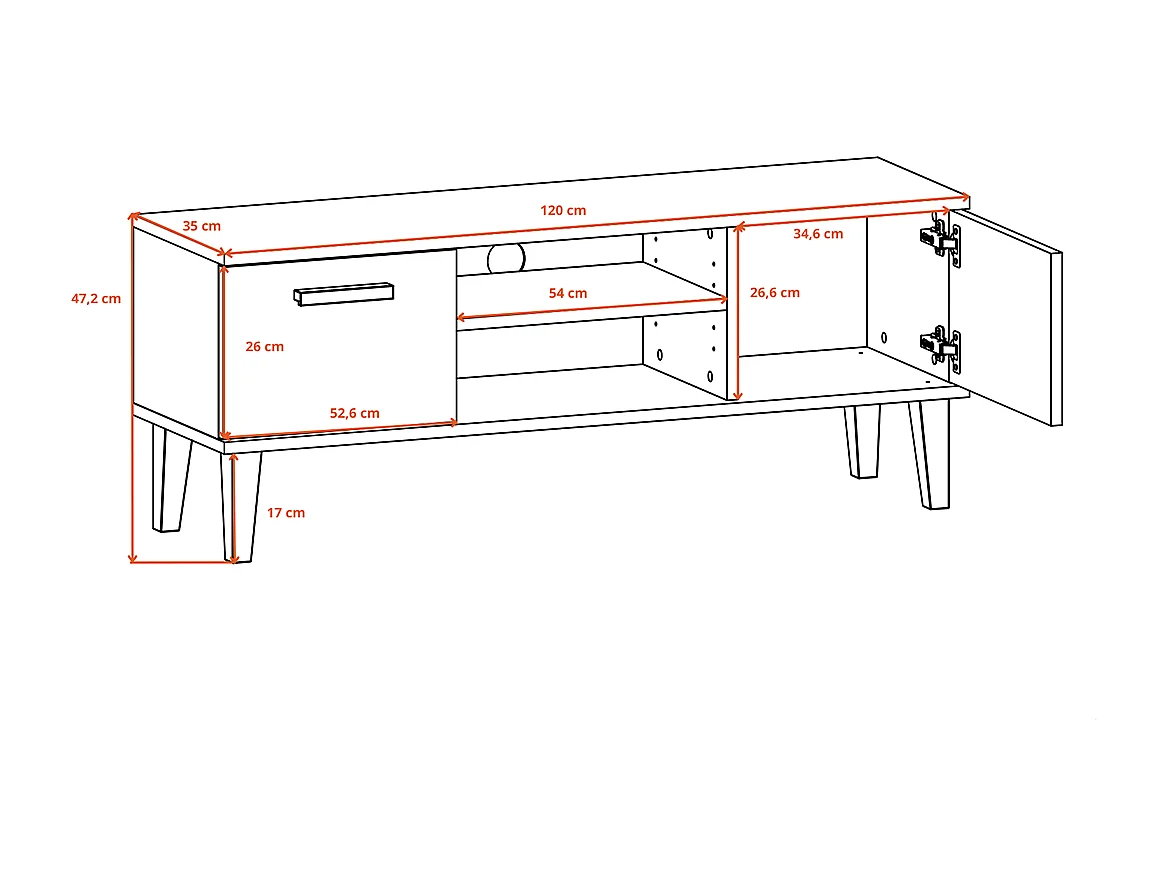 Meuble TV 120 cm Denver - Blanc