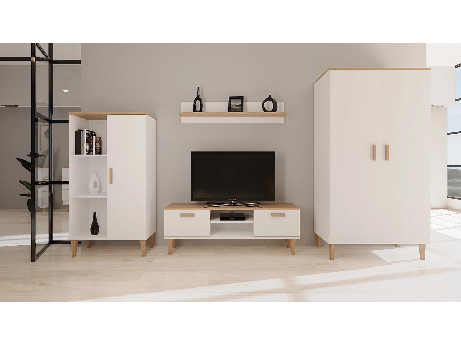 Meuble TV 120 cm Denver - Blanc