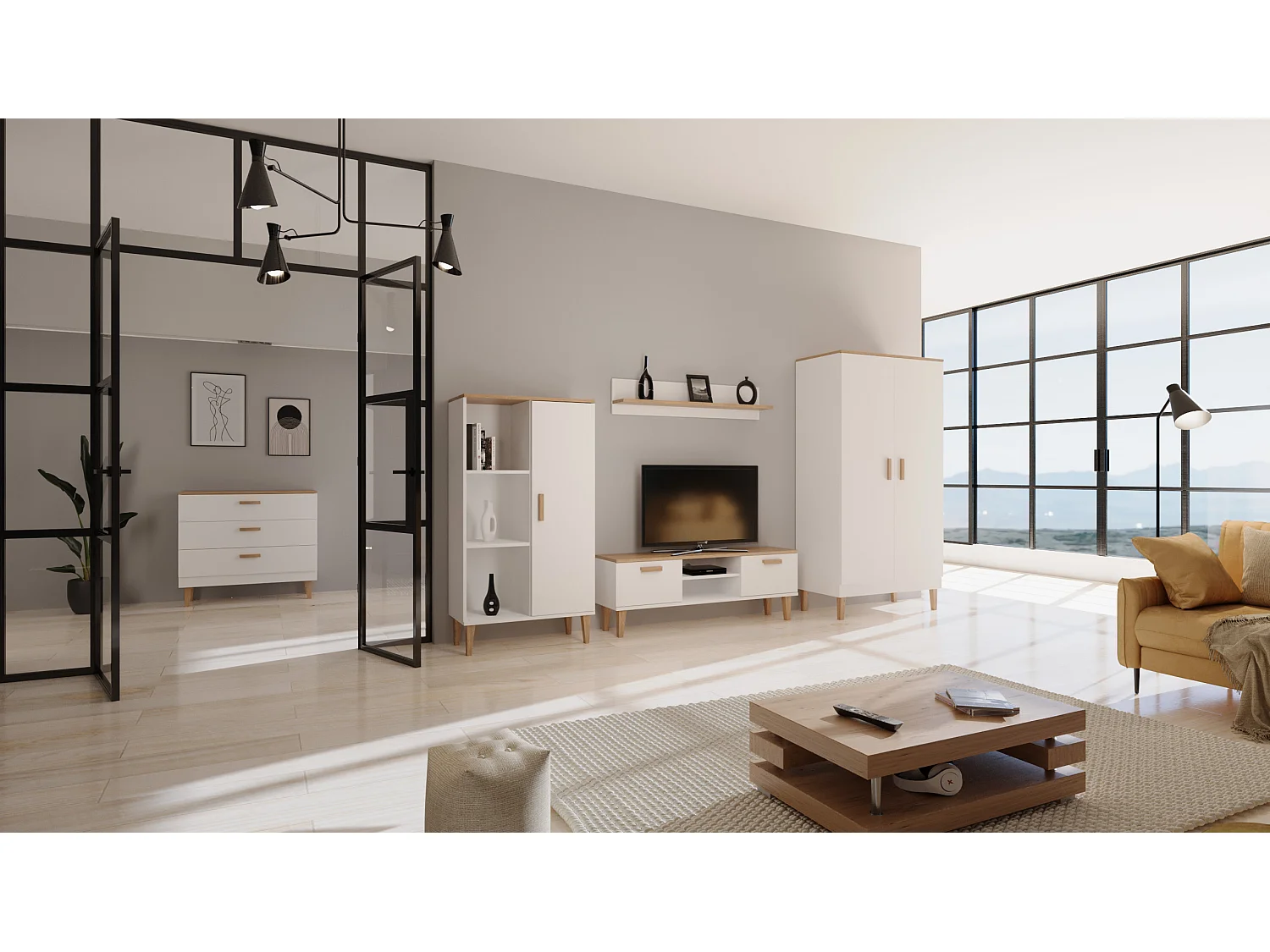 Meuble TV 120 cm Denver - Blanc