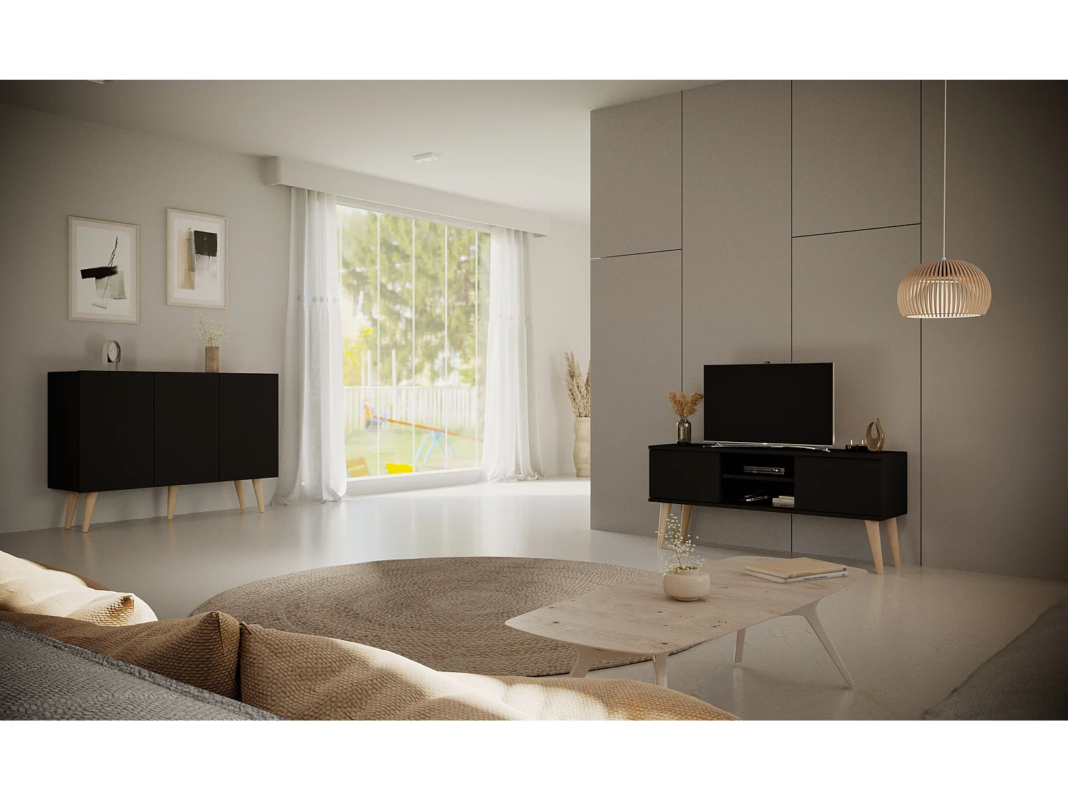 Meuble TV 160 cm Toronto - Noir