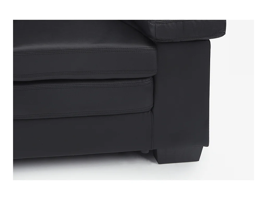 Driezits-, tweezitsbank en fauteuil van buffelleer MIMAS - zwart