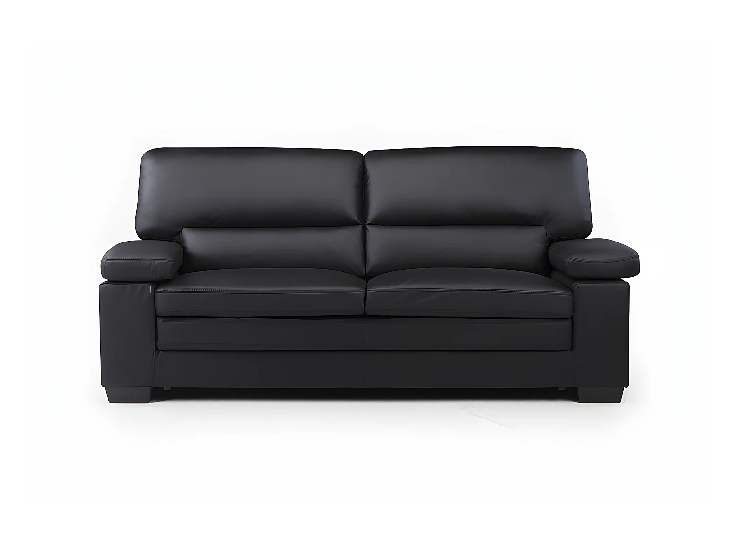 Driezits-, tweezitsbank en fauteuil van buffelleer MIMAS - zwart