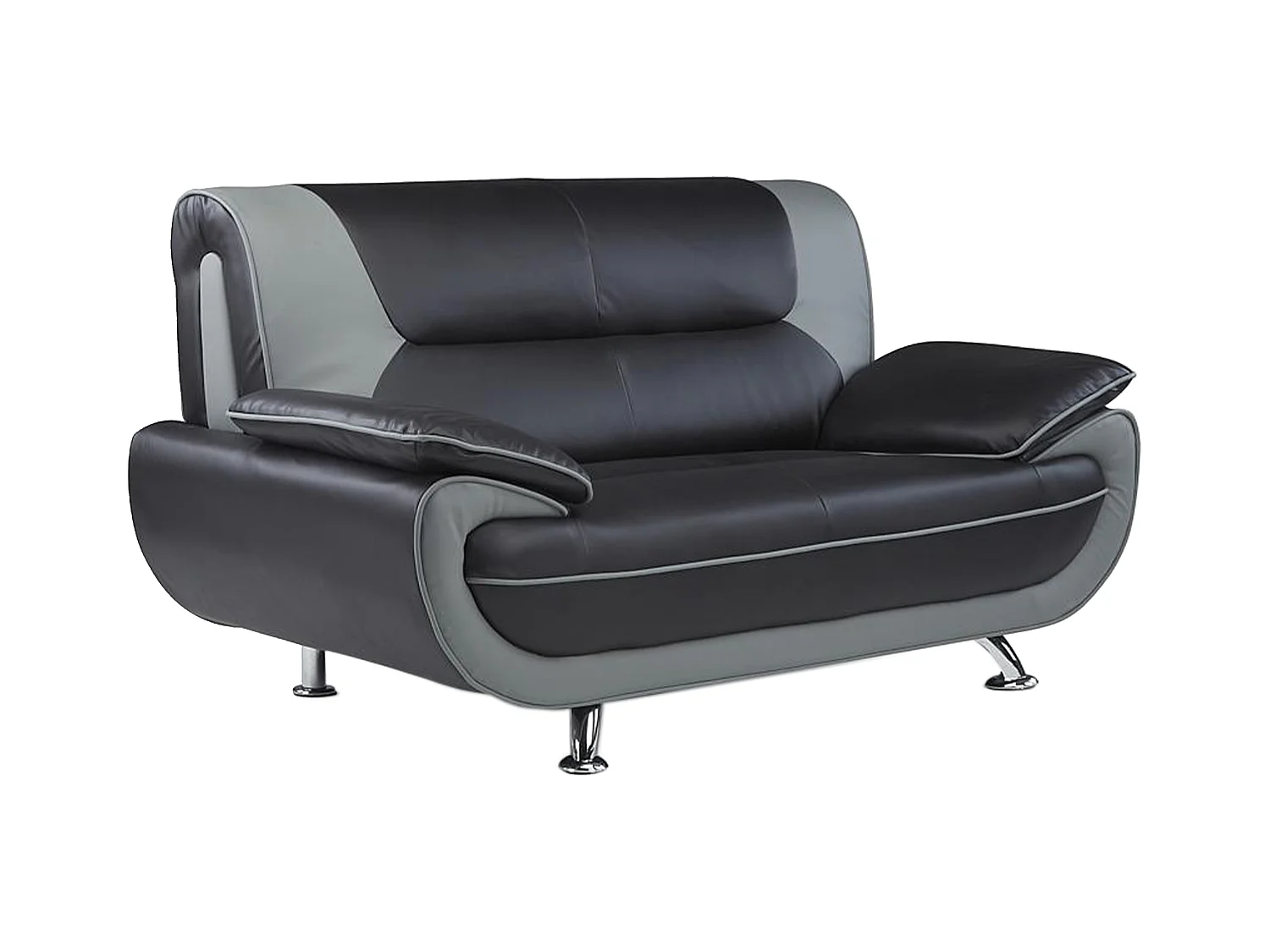 Canapé 2 places en simili NIGEL - Bicolore noir et gris