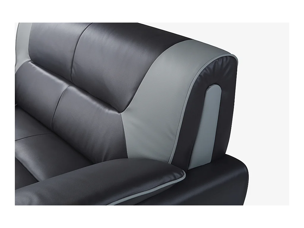 Canapé 2 places en simili NIGEL - Bicolore noir et gris