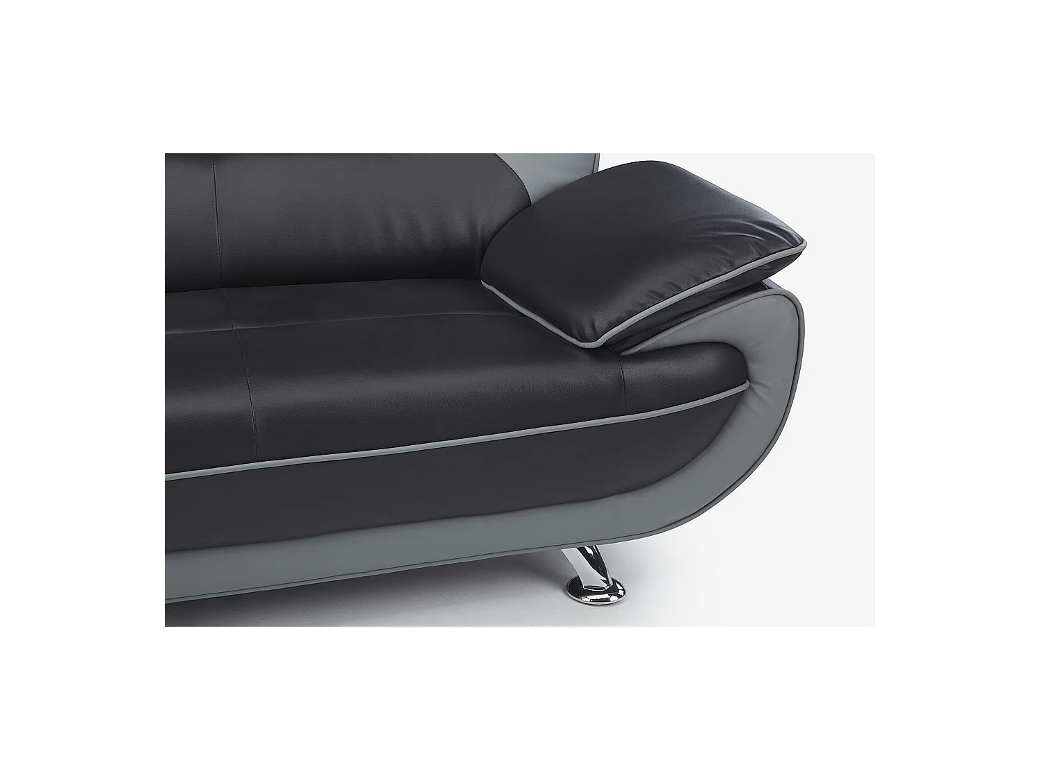 Canapé 2 places en simili NIGEL - Bicolore noir et gris