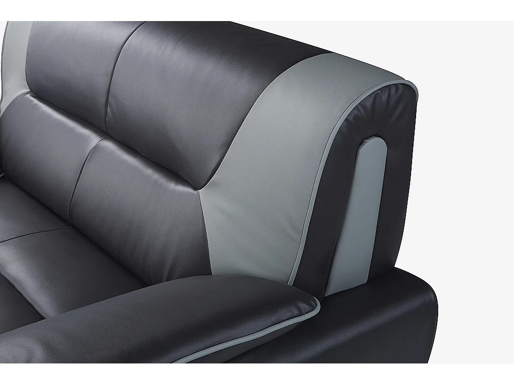 Canapé 2 places en simili NIGEL - Bicolore noir et gris