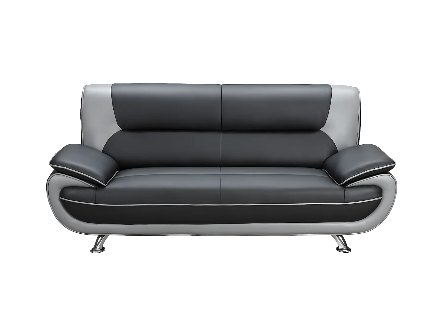 Canapé 3 places en simili NIGEL - Bicolore noir et gris