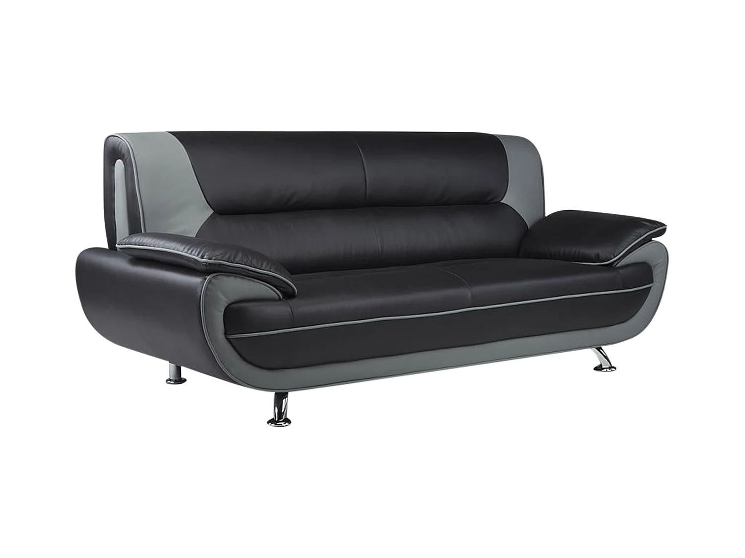 Canapé 3 places en simili NIGEL - Bicolore noir et gris