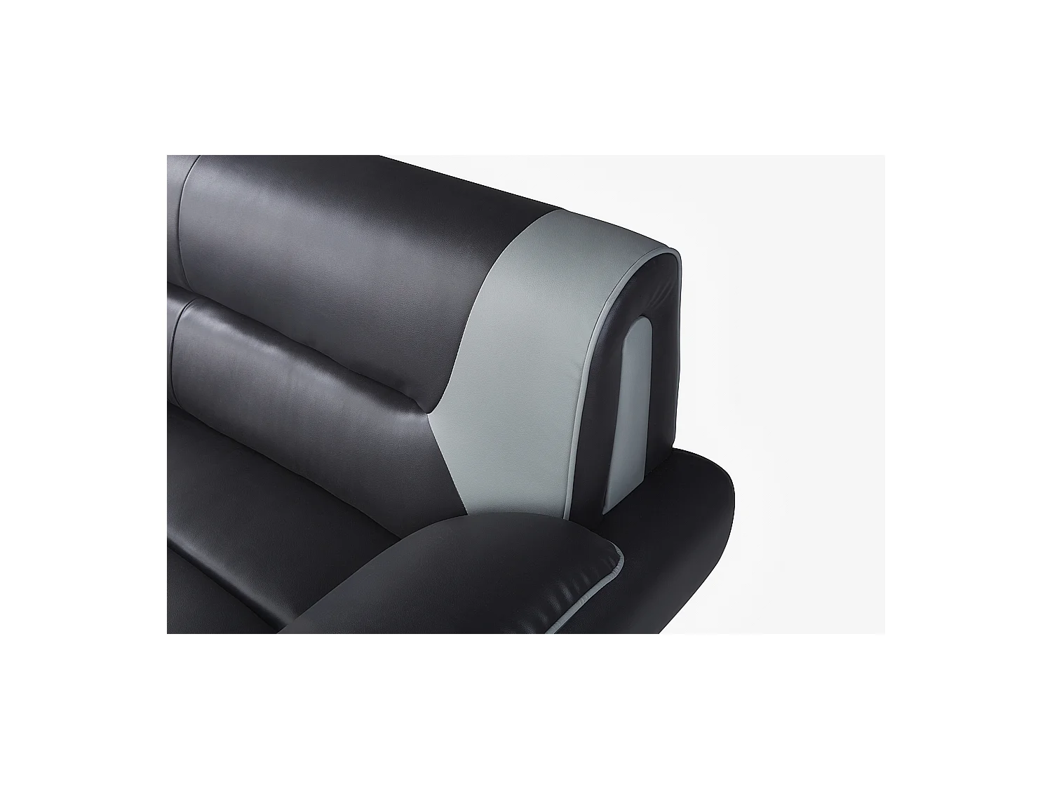 Canapé 3 places en simili NIGEL - Bicolore noir et gris