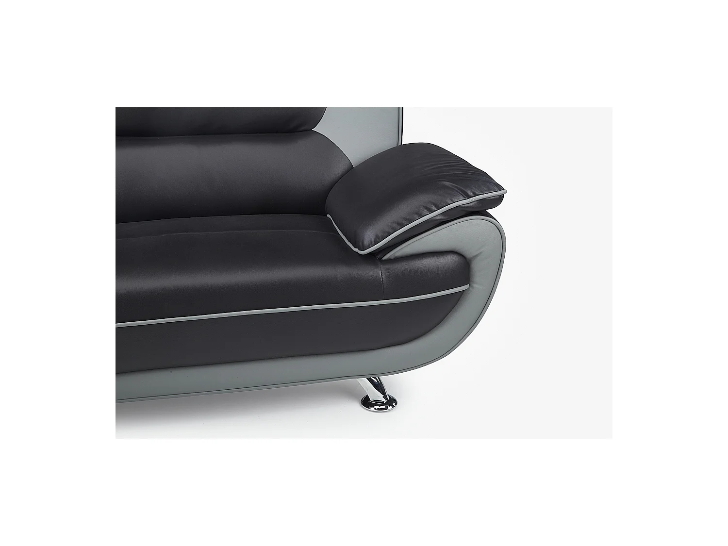 Driezitsbank van kunstleer NIGEL - Zwart en grijs