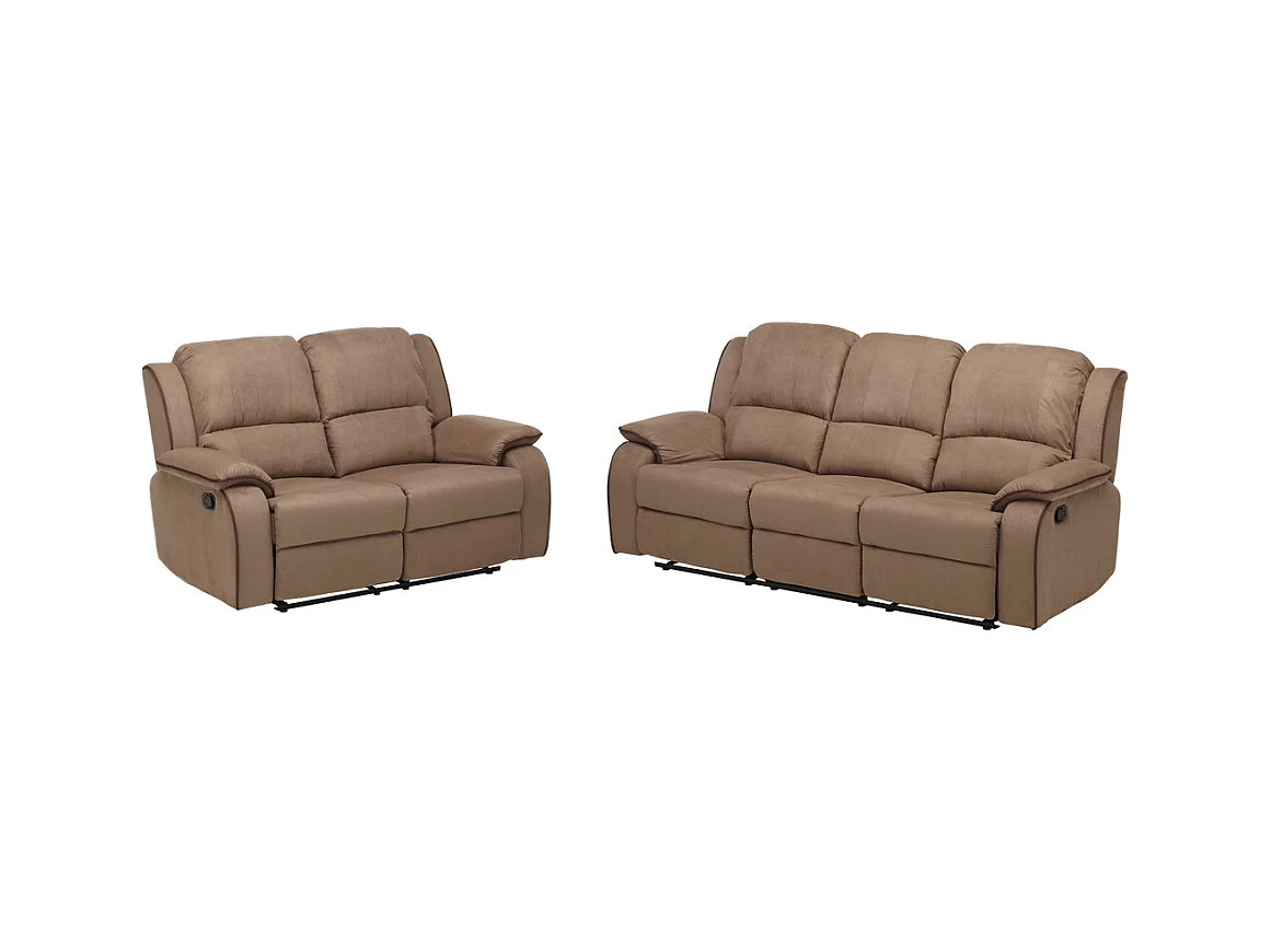 Driezits- en tweezits relaxbank van microvezel HERNANI - Taupe