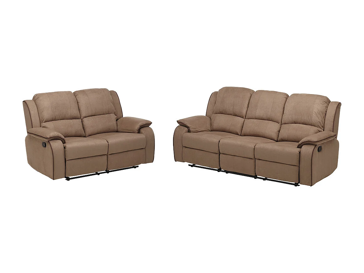 Driezits- en tweezits relaxbank van microvezel HERNANI - Taupe