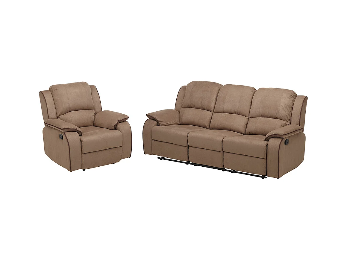 Couchgarnitur Relax 3+1 - Microfaser - Taupe - HERNANI