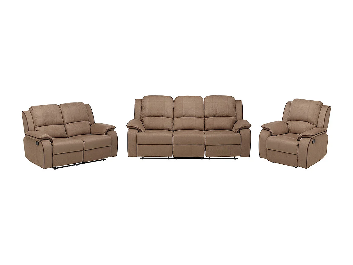 Couchgarnitur Relax 3+2+1 - Microfaser - Taupe - HERNANI