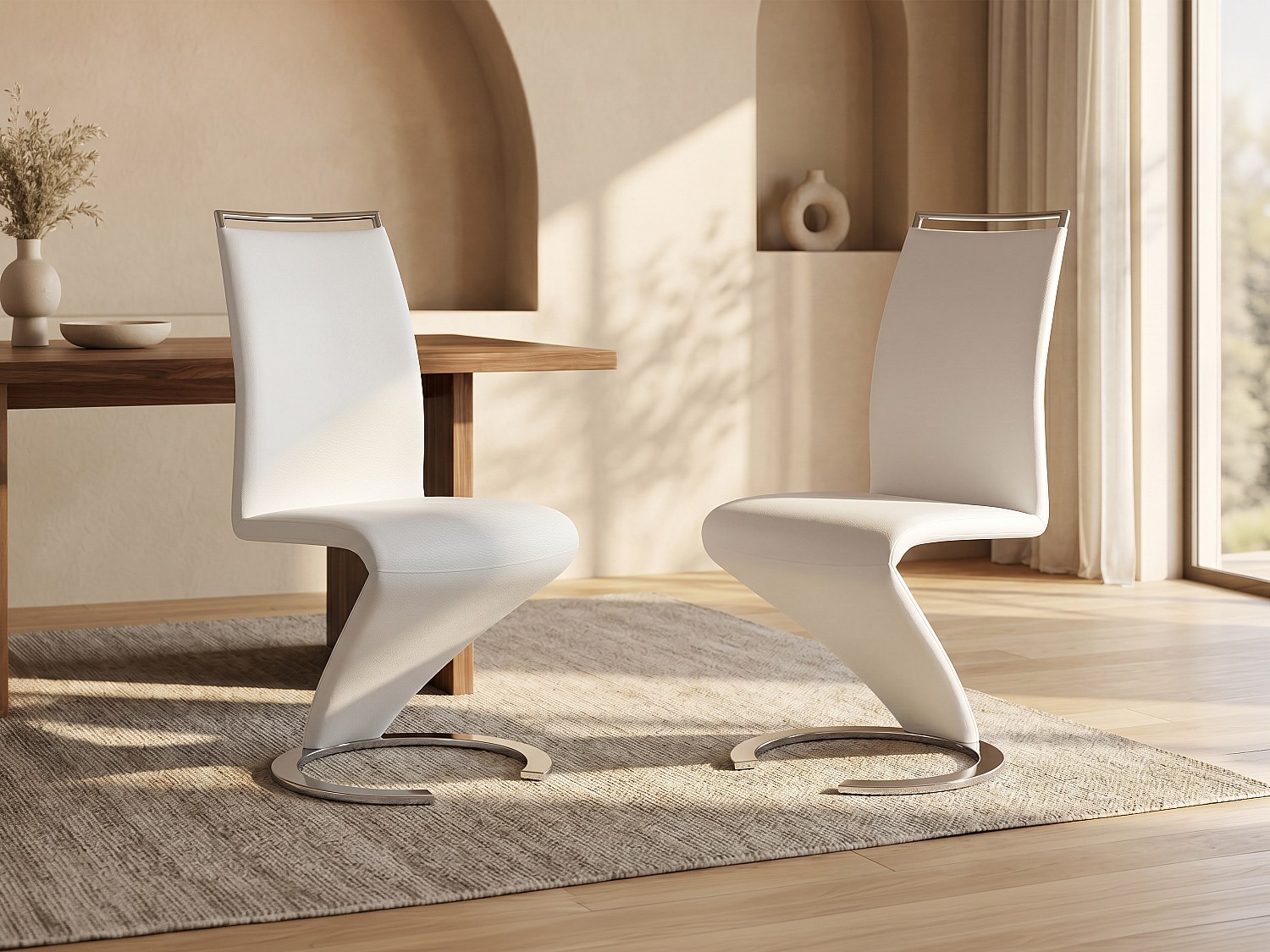 Stuhl Freischwinger 2er-Set - Kunstleder - Weiß - TWIZY