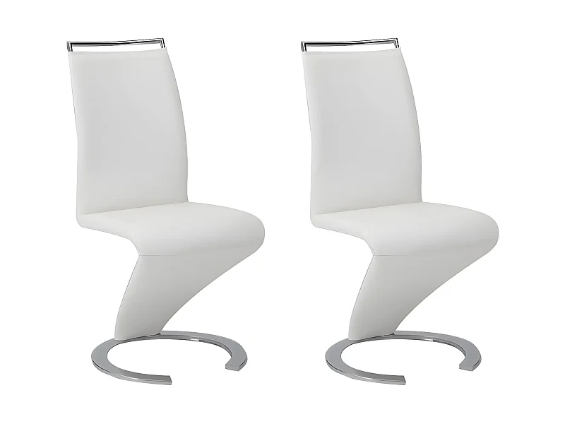 Lot de 2 chaises TWIZY - Simili Blanc