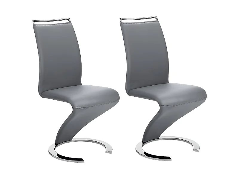 Lot de 2 chaises TWIZY - Simili gris