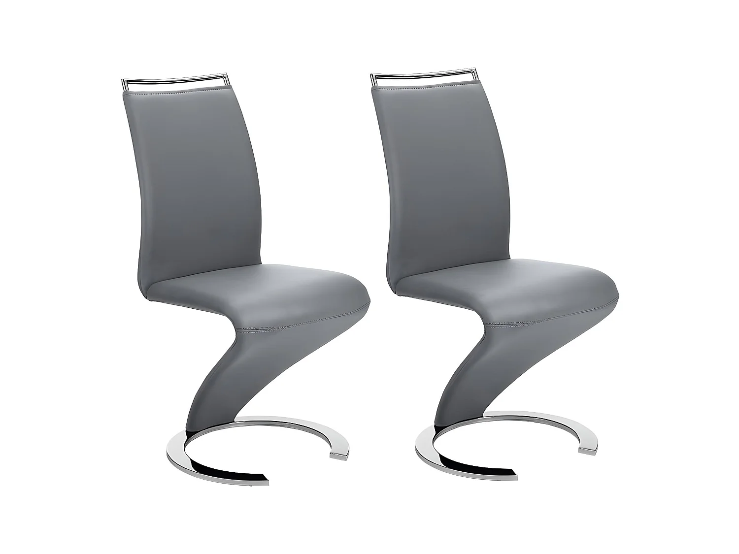 Stuhl Freischwinger 2er-Set - Kunstleder - Grau - TWIZY