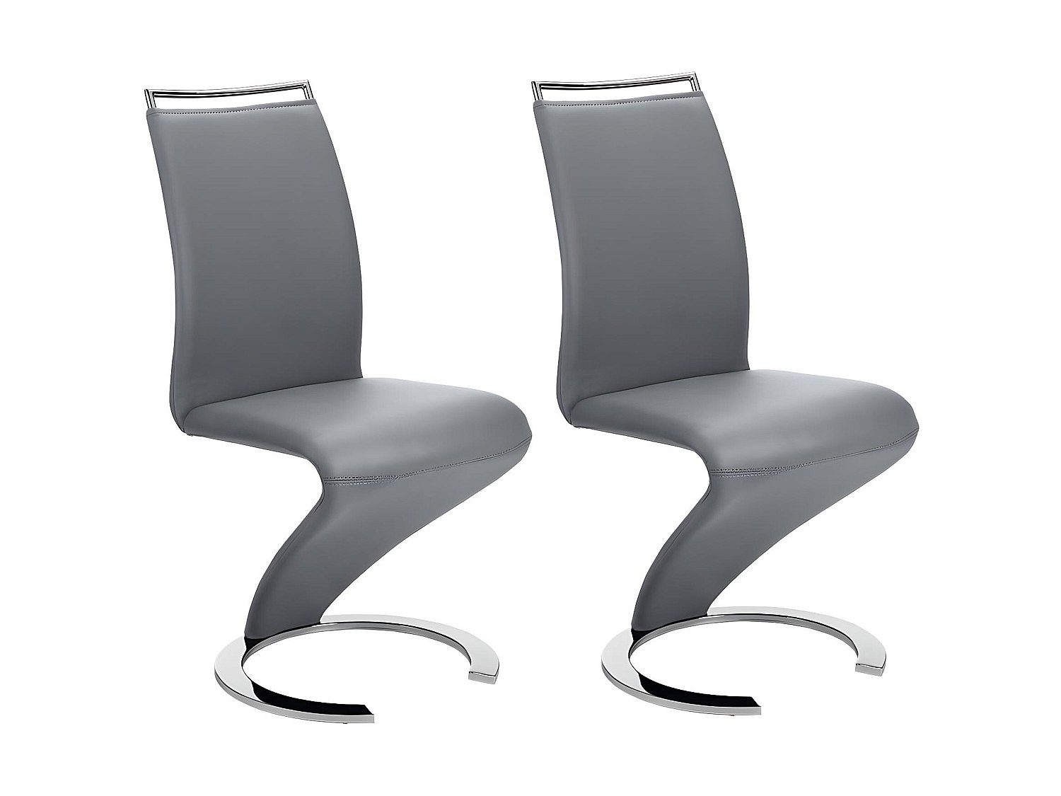 Vente-unique Stuhl Freischwinger 2er-Set - Kunstleder - Grau - TWIZY 153825