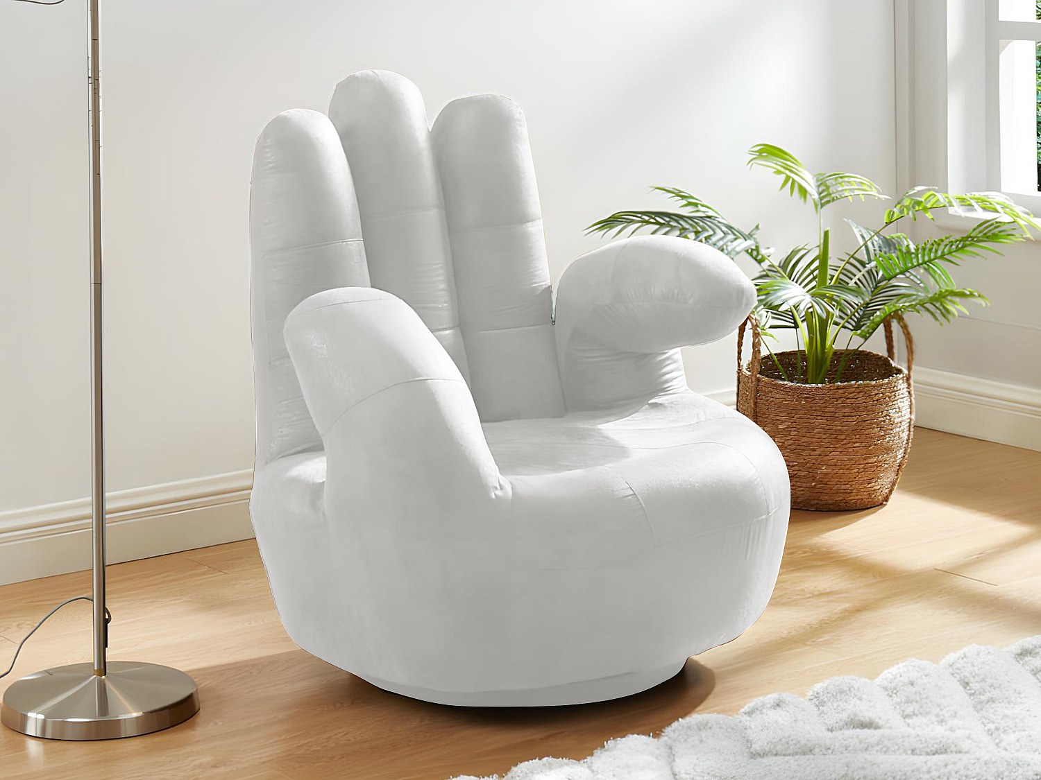 Vente-unique Fingersessel Drehbar - Kunstleder - Weiß - Catchy