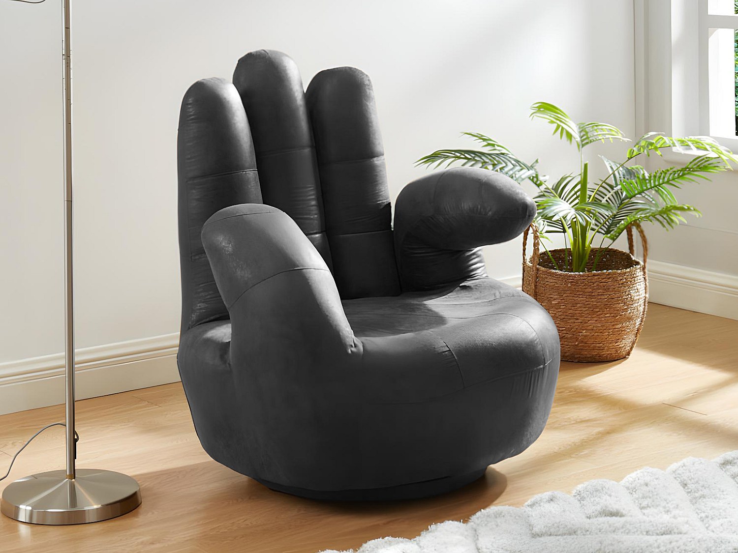 Vente-unique Fingersessel Drehbar - Kunstleder - Schwarz - Catchy