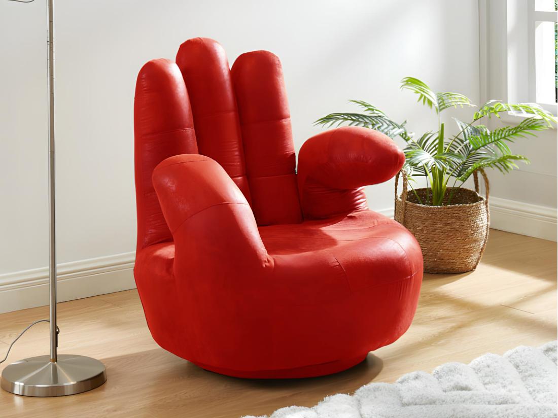 vente unique Fauteuil main pivotant CATCHY en simili - Rouge