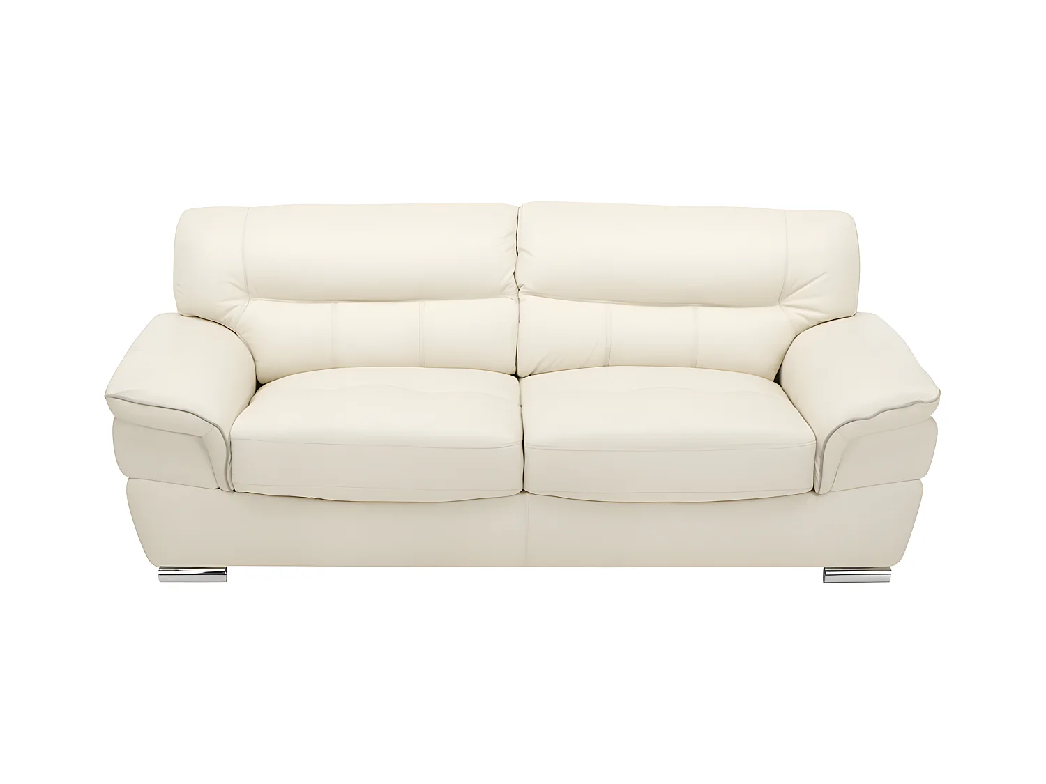 Sofá 3 plazas de piel THIBAULT - Blanco marfil