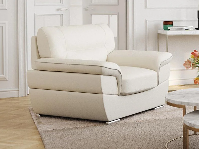 Fauteuil en cuir THIBAULT - Ivoire