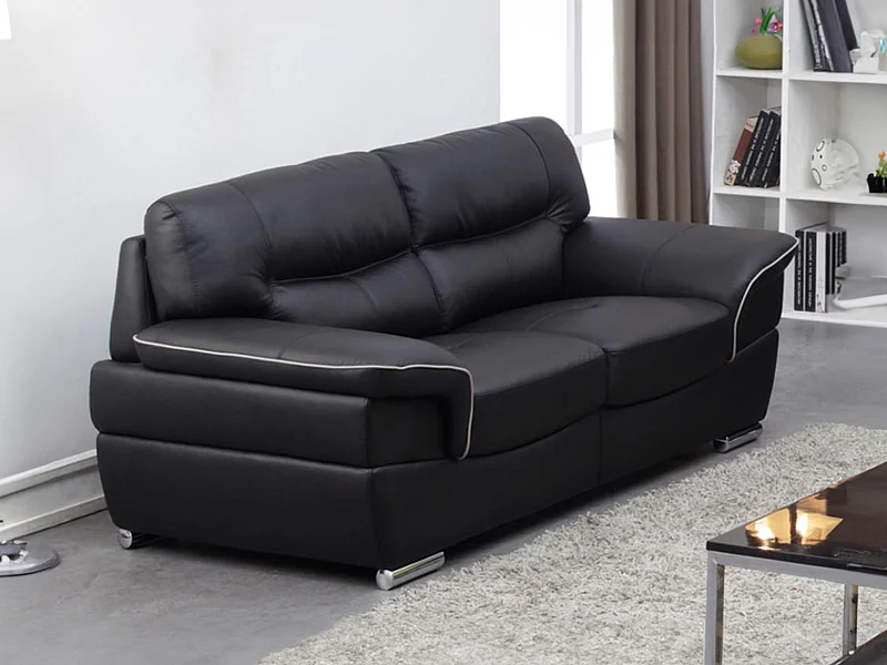 Canapé 2 places en cuir THIBAULT - Noir