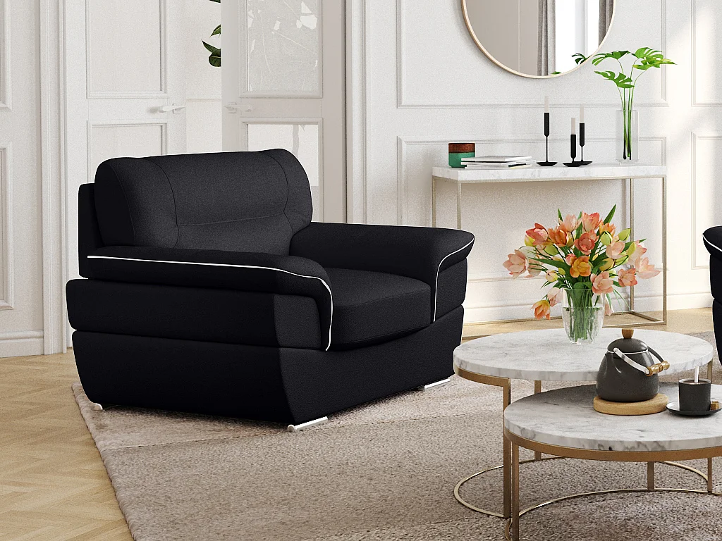Fauteuil en cuir THIBAULT - Noir