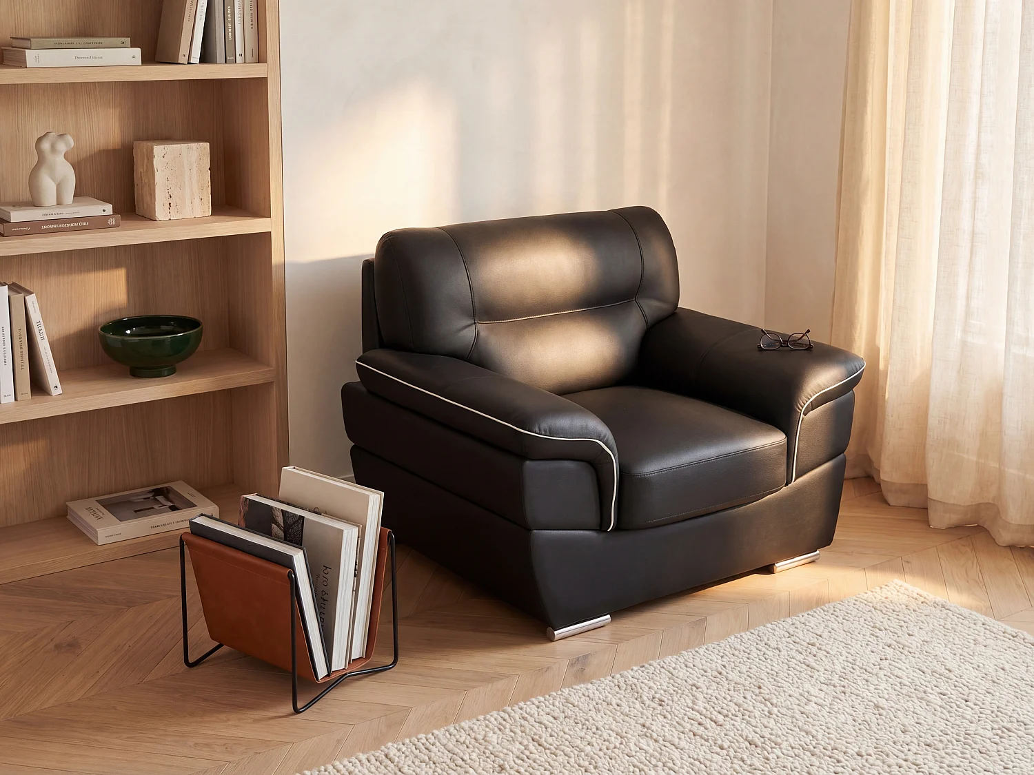 Set 140 x 200 cm ribbottensäng + resårmadrass med 3 zoner och memory foam tjocklek 20 cm - WOLKENTANZ från YSMÉE